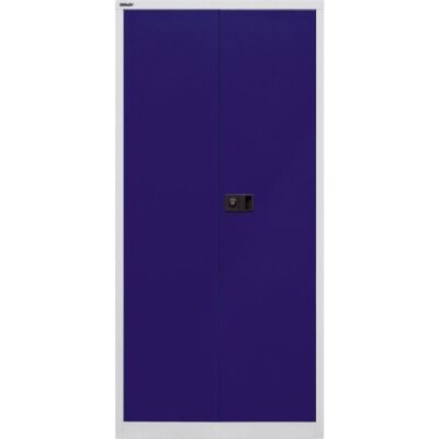 Flügeltürenschrank Universal, 4 verzinkte Fachböden, 5 OH, Farbe Korpus lichtgrau, Türen oxfordblau, abschließbar, Maße (HxBxT): 1.950 x 914 x 400 mm