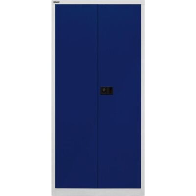 Flügeltürenschrank Universal, Garderobeneinsatz, Farbe Korpus lichtgrau, Türen oxfordblau, abschließbar, Maße (HxBxT): 1.950 x 914 x 400 mm