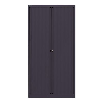 Rollladenschrank EuroTambour, 4 Fachböden, 5 OH, Farbe Korpus schwarz, Rollladen schwarz, abschließbar, Maße (HxBxT): 1.980 x 1.000 x 430 mm