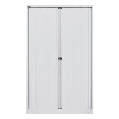 Rollladenschrank EuroTambour, 4 Fachböden, 5 OH, Farbe Korpus lichtgrau, Rollladen lichtgrau, abschließbar, Maße (HxBxT): 1.980 x 1.200 x 430 mm