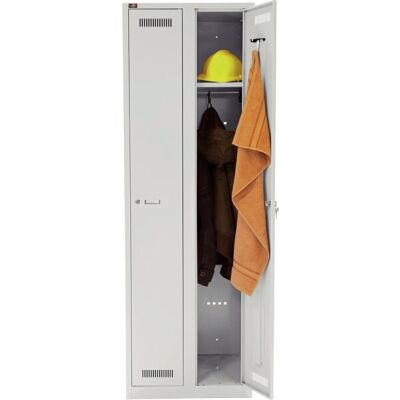Garderobenschrank LIGHT 2 Abteile 300, Farbe lichtgrau, abschließbar, Maße (HxBxT): 1.850 x 600 x 500 mm