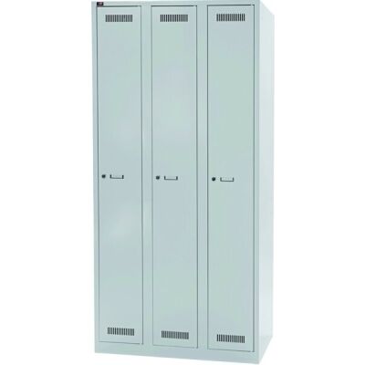 Garderobenschrank LIGHT 3 Abteile 300, Farbe lichtgrau, abschließbar, Maße (HxBxT): 1.850 x 900 x 500 mm