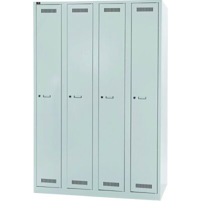 Garderobenschrank LIGHT 4 Abteile 300, Farbe lichtgrau, abschließbar, Maße (HxBxT): 1.850 x 1.200 x 500 mm