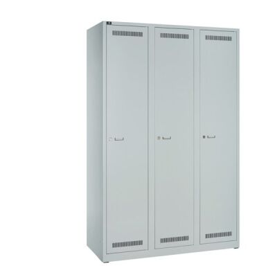 Garderobenschrank LIGHT 3 Abteile 400, Farbe lichtgrau, abschließbar, Maße (HxBxT): 1.850 x 1.200 x 500 mm