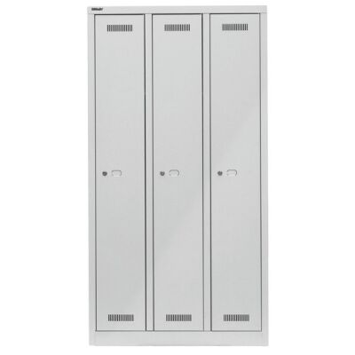 MonoBloc? Garderobenschrank, 3 Abteile, je 1 Fach, Farbe lichtgrau, abschließbar, Maße (HxBxT): 1.700 x 900 x 500 mm