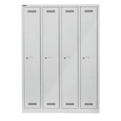 MonoBloc? Garderobenschrank, 4 Abteile, je 1 Fach, Farbe lichtgrau, abschließbar, Maße (HxBxT): 1.700 x 1183 x 500 mm