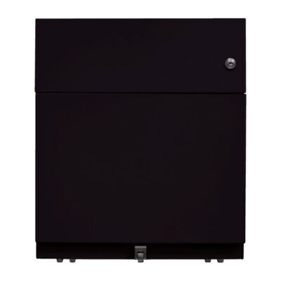 Rollcontainer Note? mit Griffleiste, 1 Universalschublade, 1 HR-Schublade, Farbe schwarz, abschließbar, Maße (HxBxT): 495 x 420 x 565 mm