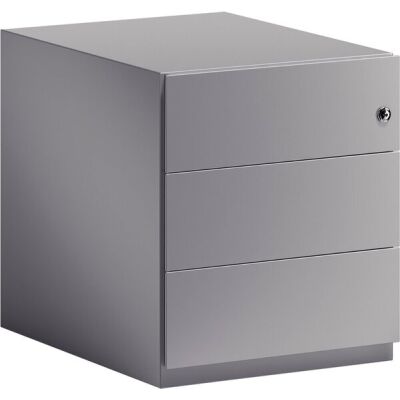 Rollcontainer Note? mit Griffleiste, 3 Universalschubladen, Farbe silber, abschließbar, Maße (HxBxT): 495 x 420 x 565 mm