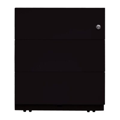 Rollcontainer Note? mit Griffleiste, 3 Universalschubladen, Farbe schwarz, abschließbar, Maße (HxBxT): 495 x 420 x 565 mm