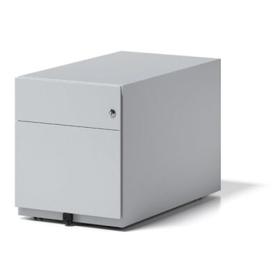 Rollcontainer Note mit Griffleiste, lichtgrau, 1 Universalschublade und 1 Hängeregistraturschublade