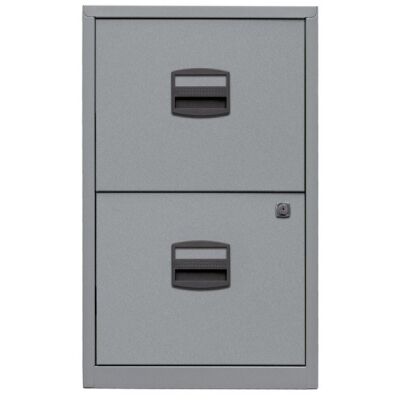 Hängeregistraturschrank PFA, 2 HR-Schubladen, Farbe silber, abschließbar, Maße (HxBxT): 672 x 413 x 400 mm