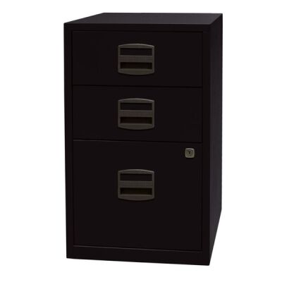 Beistellschrank PFA, 2 Universalschubladen, 1 HR-Schublade, Farbe schwarz, abschließbar, Maße (HxBxT): 672 x 413 x 400 mm