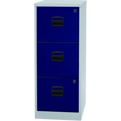 Hängeregistraturschrank PFA, 3 HR-Schubladen, Farbe Korpus lichtgrau, Fronten oxfordblau, abschließbar, Maße (HxBxT): 1.015 x 413 x 400 mm