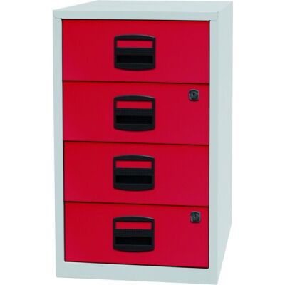 Beistellschrank PFA, 4 Universalschubladen, Farbe Korpus lichtgrau, Fronten oxfordblau, abschließbar, Maße (HxBxT): 672 x 413 x 400 mm