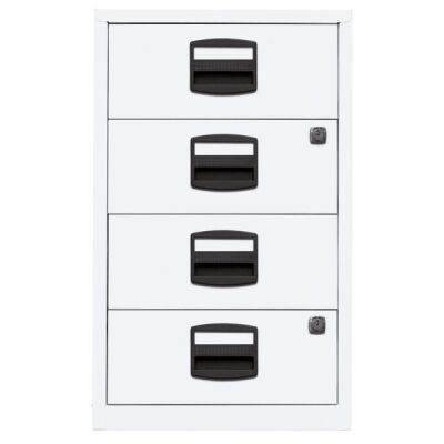 Beistellschrank PFA, 4 Universalschubladen, Farbe verkehrsweiß, abschließbar, Maße (HxBxT): 672 x 413 x 400 mm