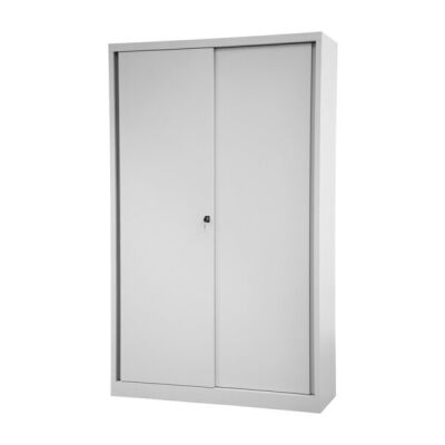 Schiebetürenschrank ECO, 4 Fachböden, 5 Ordnerhöhen, lichtgrau