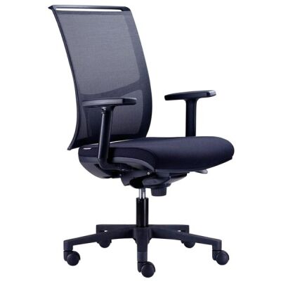 Bürodrehstuhl ZED, schwarz, netzbespannte Rückenlehne, gepolsterter Sitz, Kunststofffußkreuz