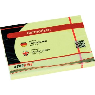 Büroring Haftnotizen FSC, gelb, 100 mm x 75 mm, 100 Blatt