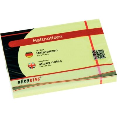 Büroring Haftnotizen FSC, gelb, 100 mm x 75 mm, 100 Blatt