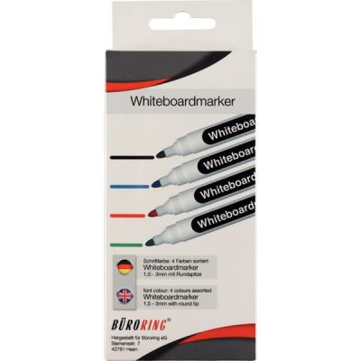 Whiteboard-Marker, non-permanent, sortiert, Rundspitze, Strichstärke: 1,5 - 3 mm