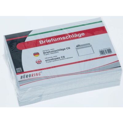 Büroring Briefhüllen, C6, haftklebend, weiß, 100er Pack