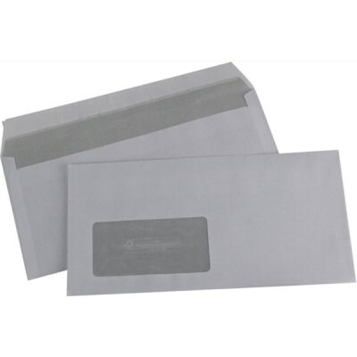 Briefumschlag, FSC, DIN Lang, Haftklebung mit Fenster, weiß, 80 g, mit grauen Inneneindruck, 1 Karton = 1000 Stück