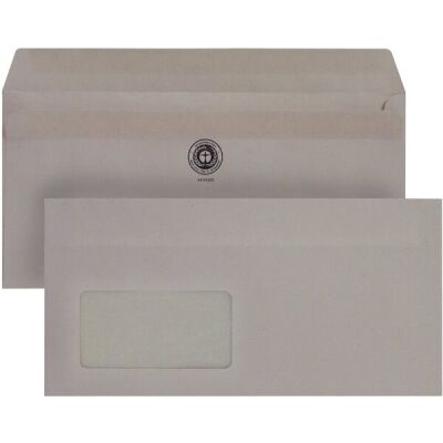 Büroring Briefhüllen DIN Lang, selbstklebend und mit Fenster, grau, Inhalt: 1000 Stück