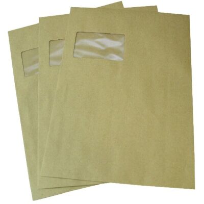 Büroring Versandtaschen, natronbraun, mit Fenster und haftklebend, Inhalt: 250 Stück