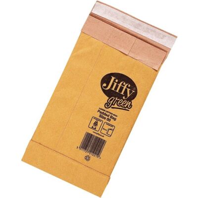 Jiffy Versandtasche Größe 00, 105 x 229 mm, aus starkem Recyclingpapier, Inhalt: 200 Stück