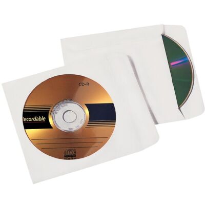 Büroring CD/DVD-Hüllen weiß, selbstklebend und mit Fenster, 100 Stück