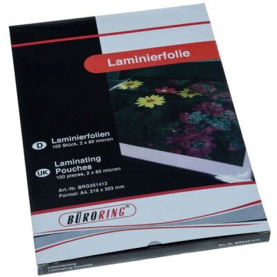 Büroring Laminierfolie A4, 80 Mikron, 1 Packung = 100 Stück