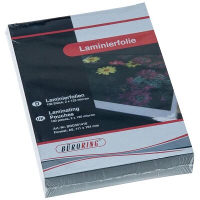 Büroring Laminierfolie, A6, 125 Mikron, 1 Packung = 100 Stück