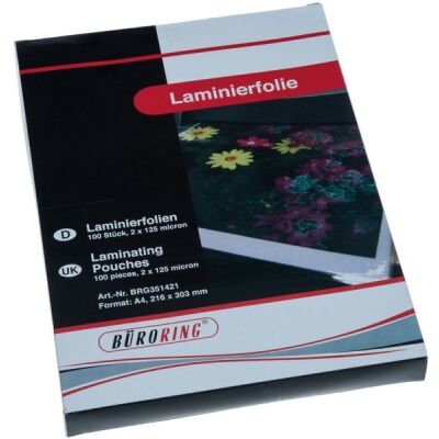 Büroring Laminierfolie, A4, 125 Mikron, 1 Packung = 100 Stück