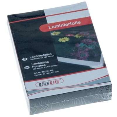 Büroring Laminierfolie A7, 80 x 111 mm, 125 Mikron, 1 Packung = 100 Stück