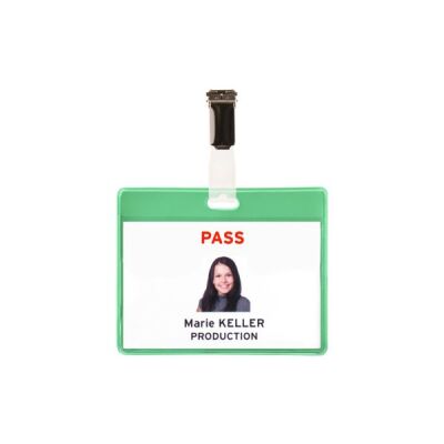 Besucher-Namensschild grün, PVC, für Karten bis max. 69 x 99 mm, VE = 1 Packung = 25 Stück