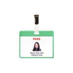 Besucher-Namensschild grün, PVC, für Karten bis...