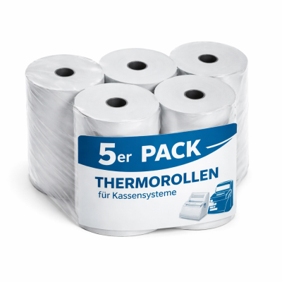 Thermorollen 80 mm x 50 m x 12 mm, 5er-Stange, frei von Bisphenol A