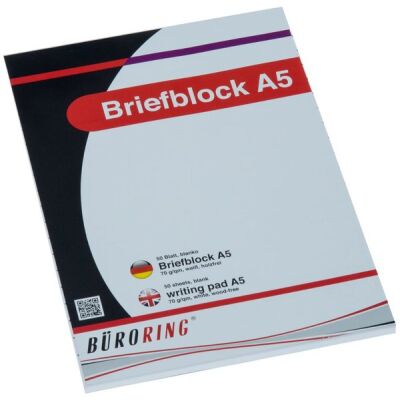 Büroring Briefblock A5/50 Blatt, blanko, holzfrei, weiß