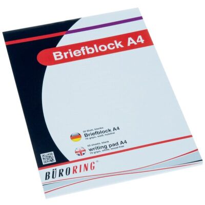 Büroring Briefblock A4/50 Blatt, blanko, holzfrei, weiß, 70g/qm