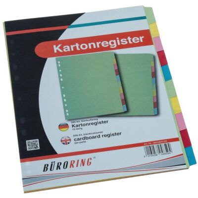 Büroring Karton Register A4, 10-teilig, 5-farbig, 175g/qm