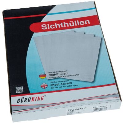 Büroring Aktenhüllen/Sichthüllen<br />genarbt, transparent, Sichthülle, 1 Packung = 100 Hüllen, 120 my, PP-Folie