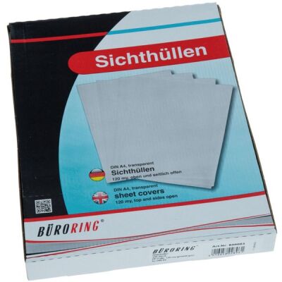 Büroring Aktenhüllen, genarbt, grün, Sichtmappe 120 my, PP-Folie, 1 Packung = 100 Hüllen