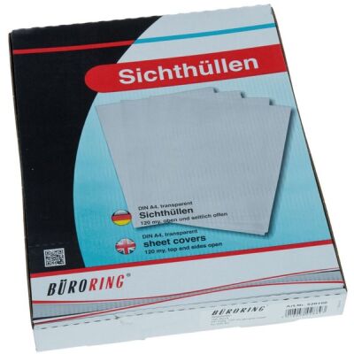 Büroring Aktenhüllen, genarbt, violett, Sichtmappe 120 my, PP-Folie, 1 Packung = 100 Hüllen