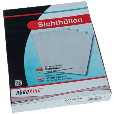 Büroring Aktenhüllen, genarbt, orange, Sichtmappe 120 my, PP-Folie, 1 Packung = 100 Hüllen