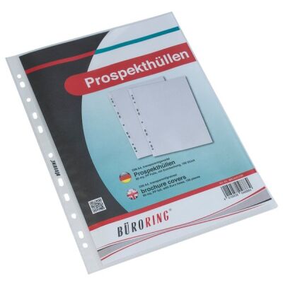 Büroring Prospekthülle, A4, PP-Folie, 80 my, genarbt, 1 Packung = 100 Hüllen