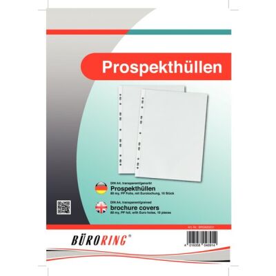 Büroring Prospekthülle A4 PP-Folie 80my genarbt 10er