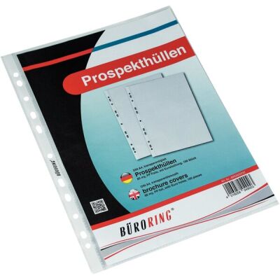 Büroring Prospekthülle, A4, PP-Folie, 80 my, glatt, 1 Packung = 100 Hüllen, dokumentenecht