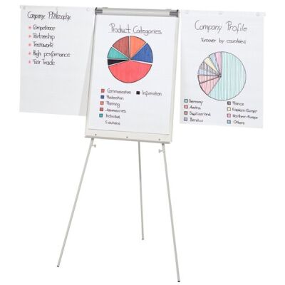 Büroring Flipchart ECO Professional, grau, Schreibtafelfläche: 106 x 74 cm, magnetisch, 2 Papierhalter, Höhe variabel verstellbar, mit Stifteablage