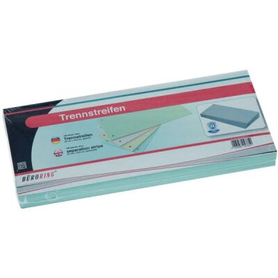 Büroring Trennstreifen, blau, 10,5 x 24 cm, 190g/qm Karton, gelocht, 1 Packung = 100 Stück