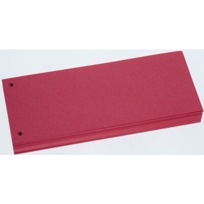 Trennstreifen rot, Sondermaß 105 x 228 mm, 190g/qm Karton, gelocht, 1 Packung = 100 Stück